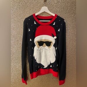 Santa w/Sunglasses Sweater Navy